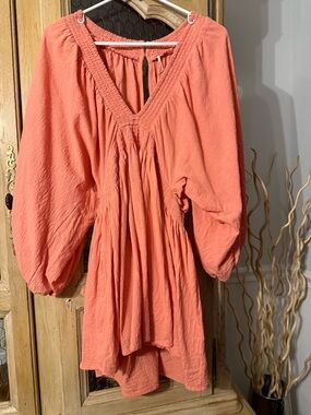 Free People Women’s Coral Cotton Peasant Dress